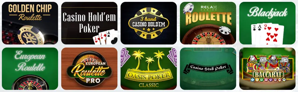 Bordspill hos HUGO CASINO